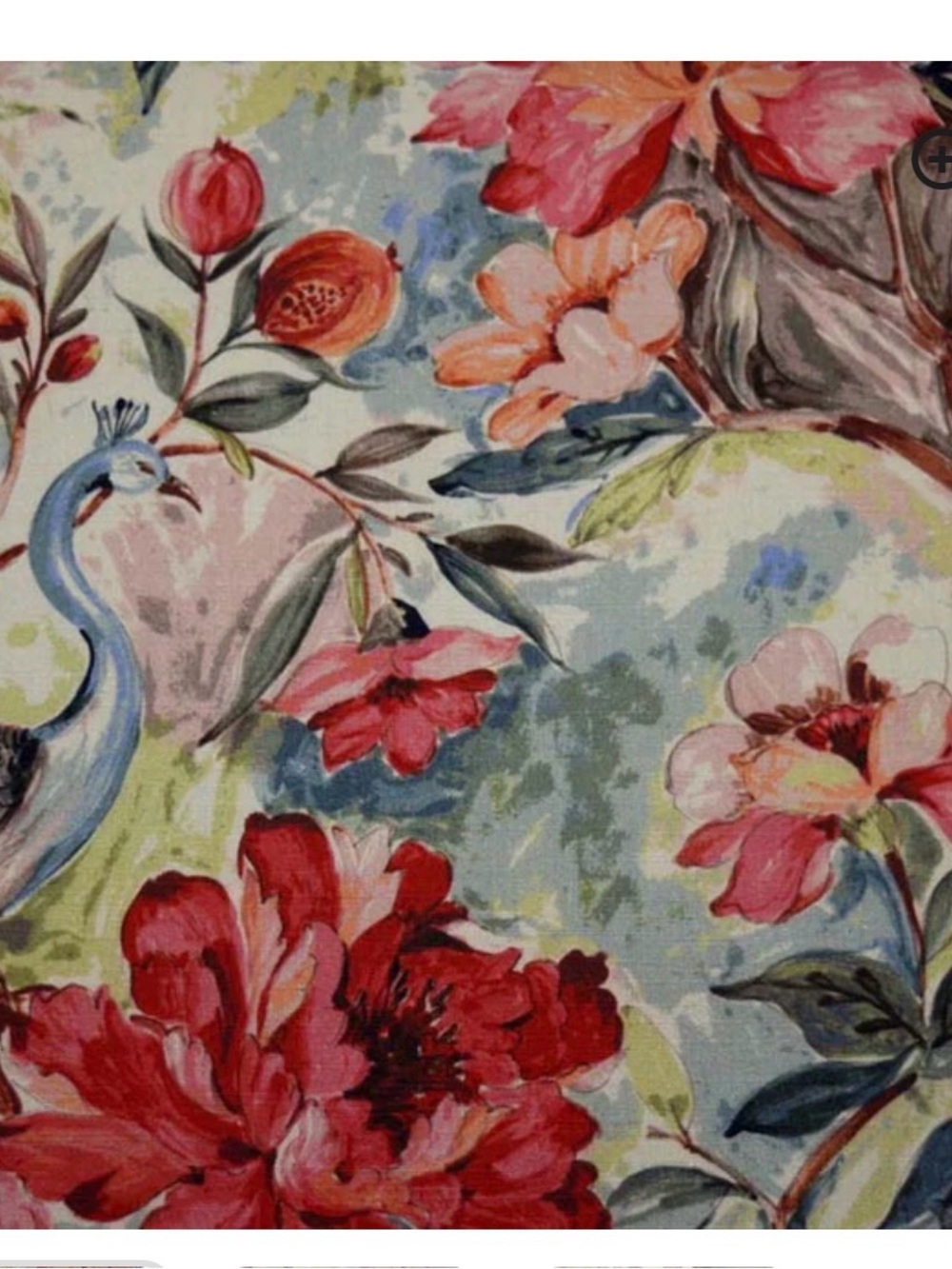 Bulk Upholstery- Hamilton Floral Peacock Fabric in Red, Pink, Blue, Green